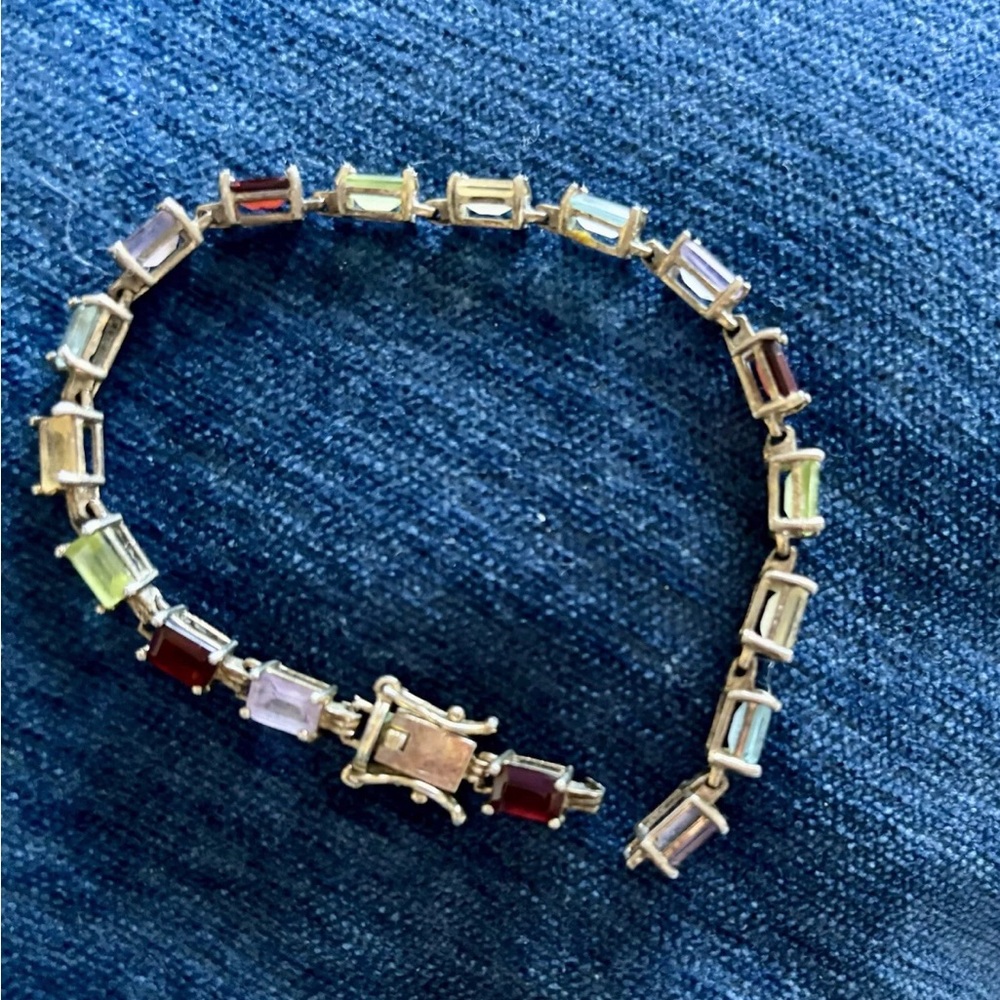 Antique Multi Color Gems In Sterling Silver